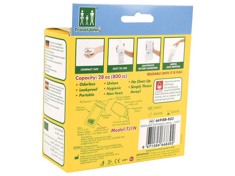 TRAVELJOHN™ Urinpåse 3 st/förpackningar